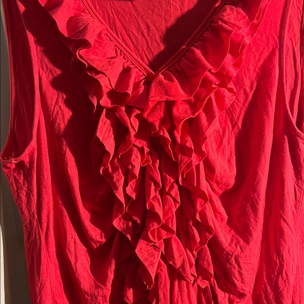 Grace Elements Red Ruffle Blouse - Picture 2 of 4